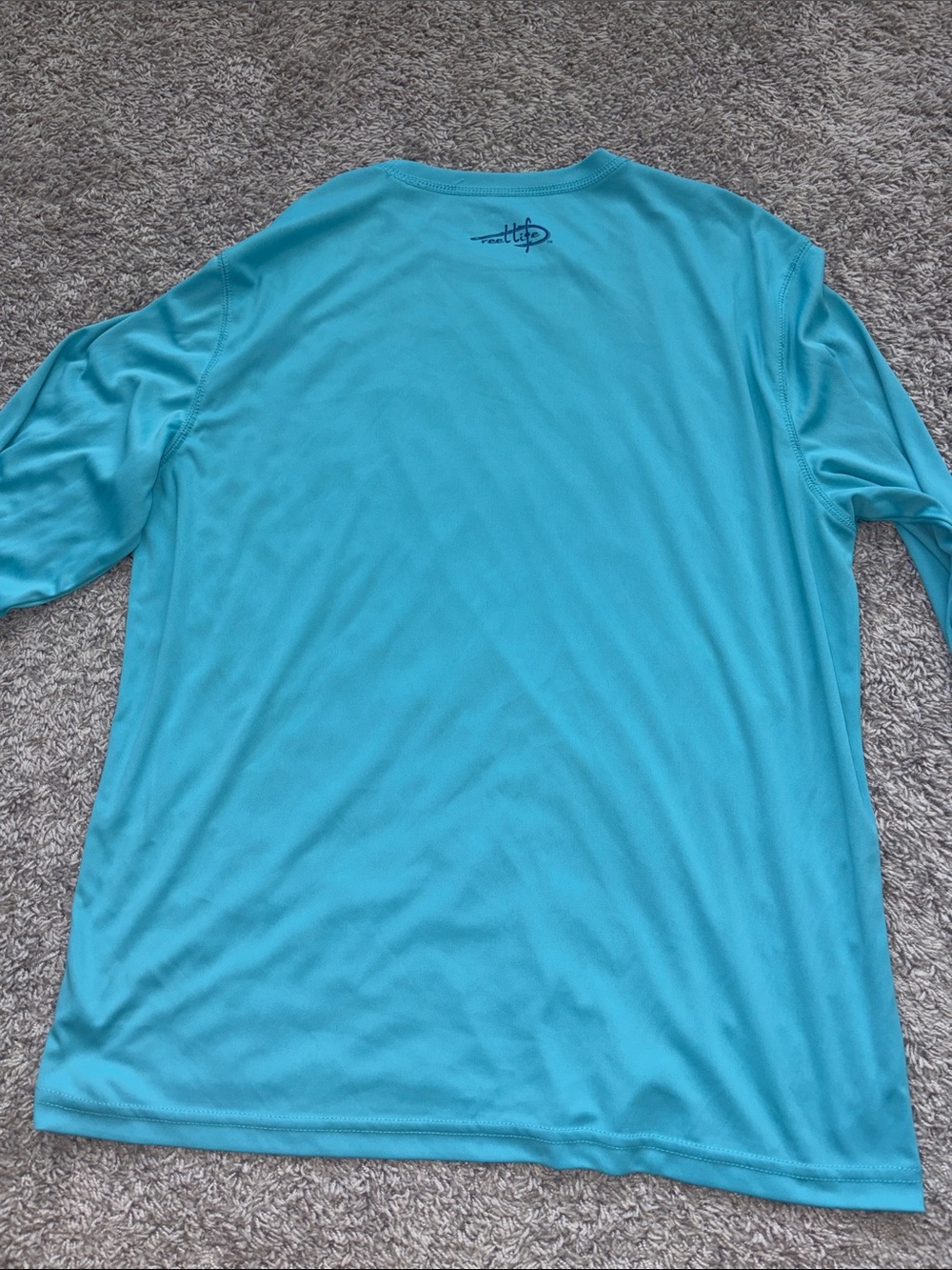 Reel Life Men’s Long Sleeve Performance Tee - Aqua - Picture 5 of 5